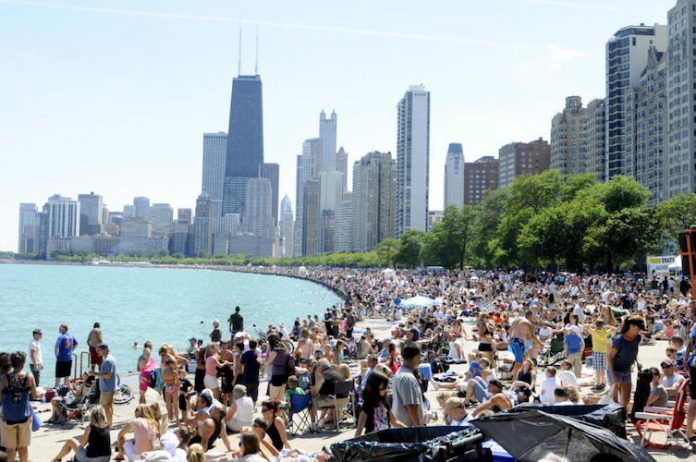 tłum miasto Chicago impreza lato Air Water Show
